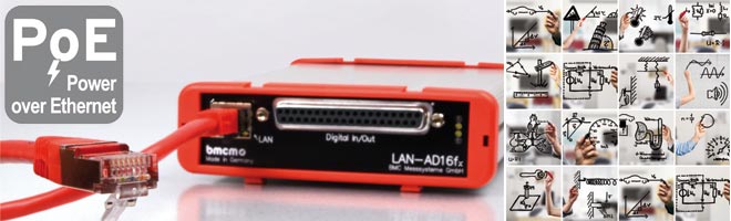 bmcm LAN-AD16fx kompaktes LAN-Messsystem mit Power over Ethernet