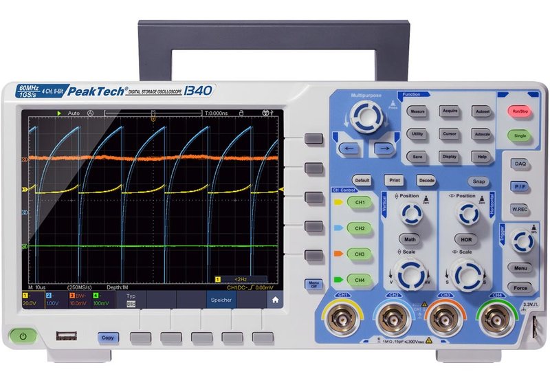 PeakTech P134x series oscilloscopes, 4-ch., up to 100MHz