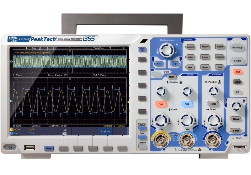 PeakTech P135x Series Touchscreen Oscilloscopes, 2 Channels, up to 60MHz