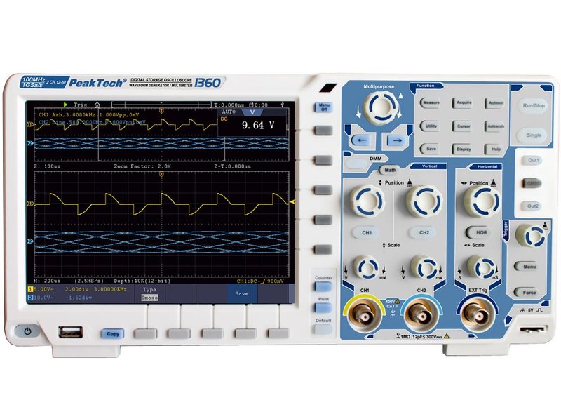 PeakTech P136x Series Touchscreen Oscilloscopes, 2 Channels, up to 300MHz