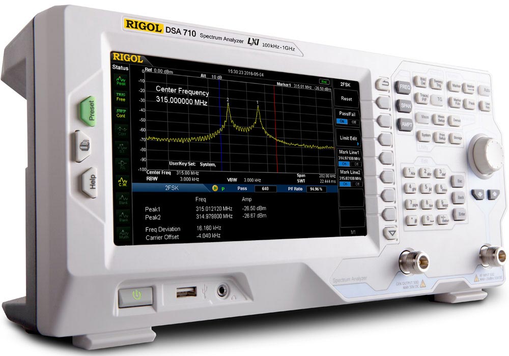 Rigol DSA705, DSA710 Spectrum Analyzers, 100 kHz...500 MHz/1 GHz