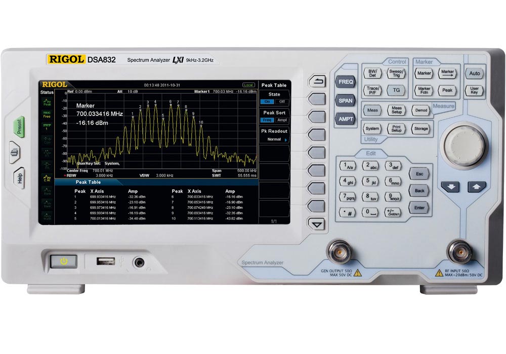 Rigol DSA832(E, -TG) Spectrum Analyzer, 9 kHz...3.2 GHz