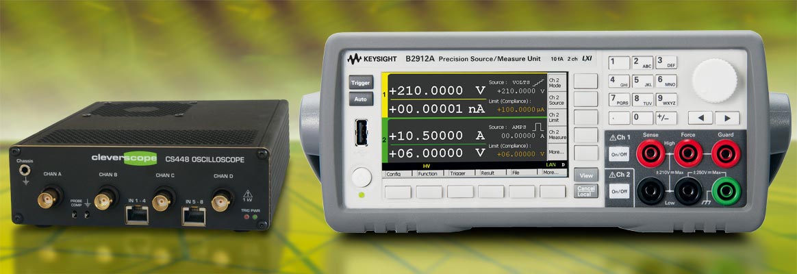 Cleverscope CS488 und SMU Keysight B2912A